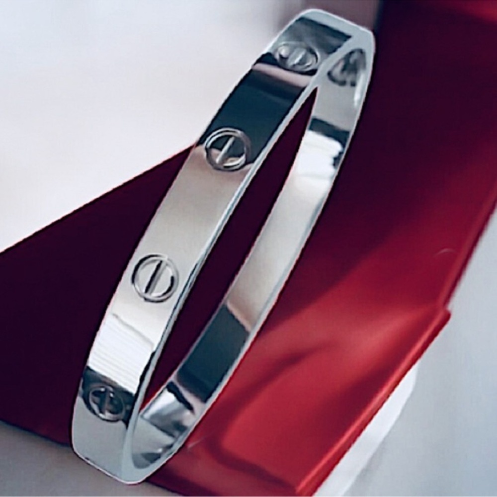Stainless Steel Platinum Plated Bangle Bracelet Without Stones